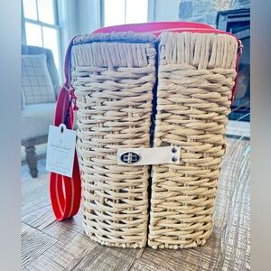 Woven Straw Drink Carrier with Strap